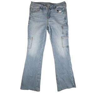 American Eagle Jeans Womens 10 Blue Kick Boot Next Level Stretch Cargo Denim